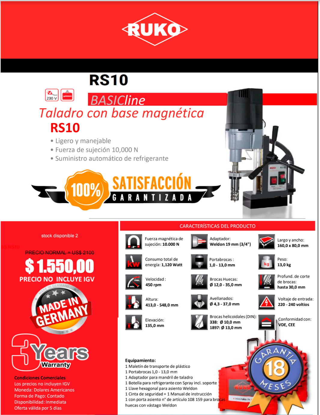 Taladro Magnético RUKO RS10
